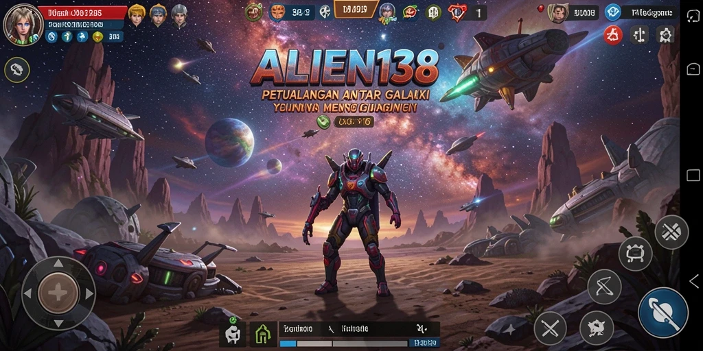 Tangkapan layar gameplay ALIEN138 menampilkan petualangan luar angkasa yang mendebarkan.