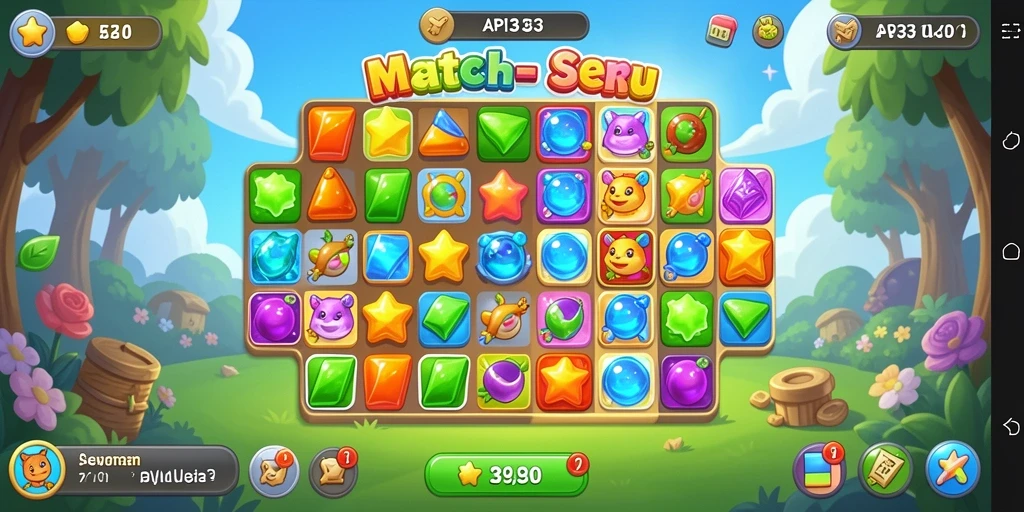 Tampilan screenshot gameplay seru dari API33 yang menunjukkan aksi Match-3.