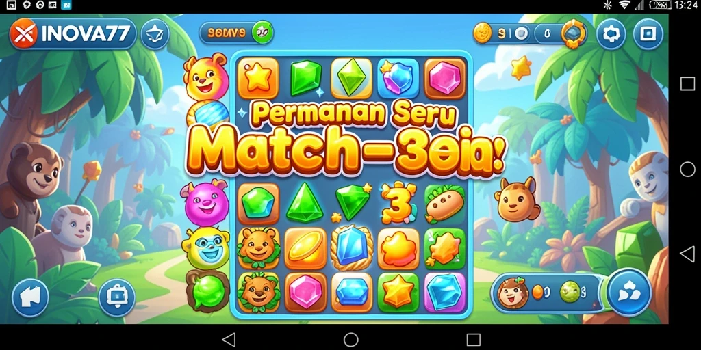 Screenshot gameplay INOVA77 menampilkan aksi mencocokkan objek yang seru.