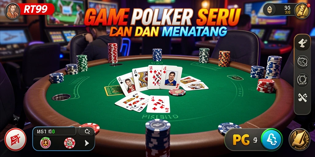 Screenshot gameplay RT99 yang menampilkan suasana poker yang seru.