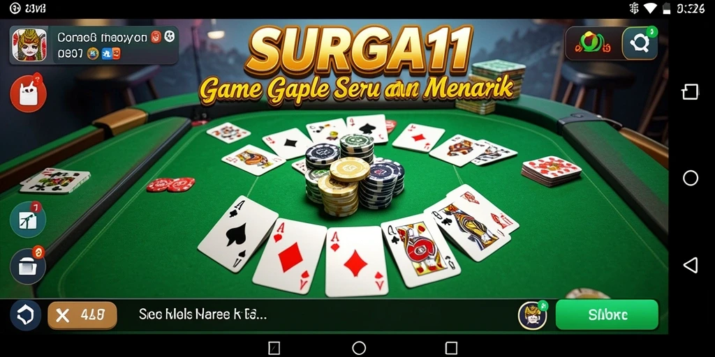 Tampilan antarmuka gameplay Gaple SURGA11 yang menarik dan interaktif.