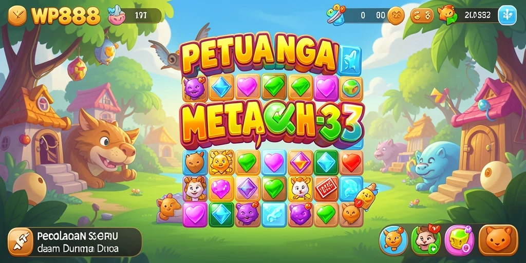 Screenshot utama WP888 menampilkan gameplay seru di level Match-3.